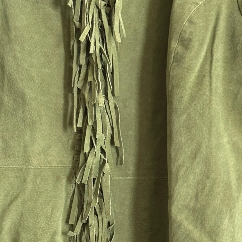 Dialogue Olive Green Fringe Blazer - Picture 8 of 13